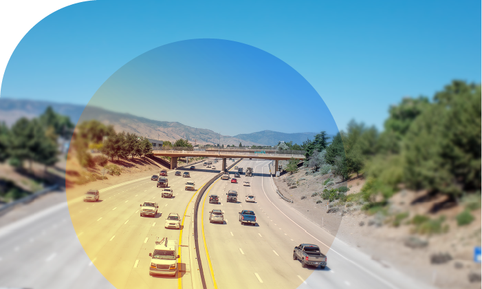 Cars driving on a freeway